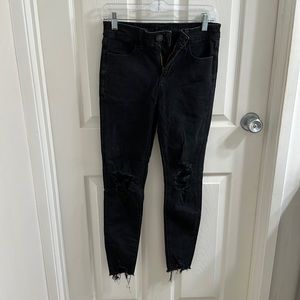 AE Lu(x)e Ripped High Waisted Jegging Size 4 Black